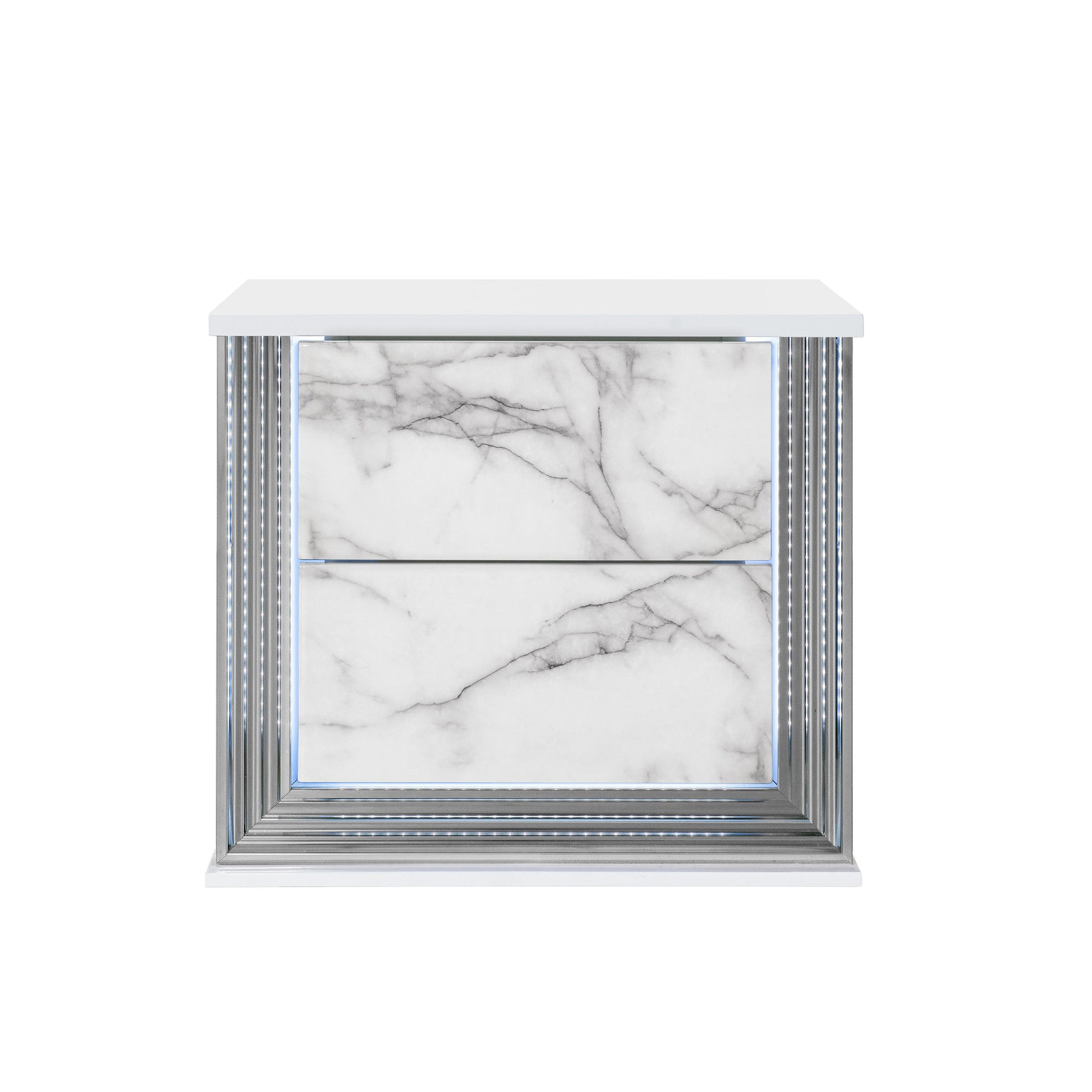 Moon - Marble Nightstand With LED - White - The Sleep Loft - Online Mattress Showroom NYC