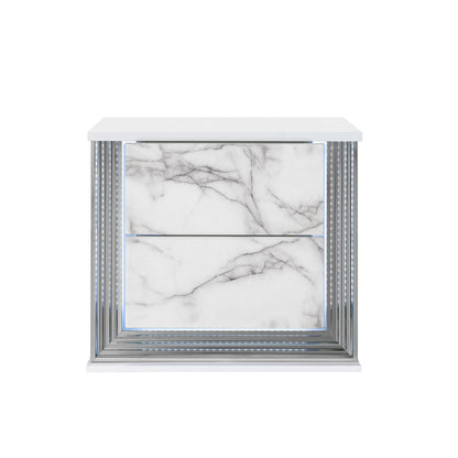 Moon - Marble Nightstand With LED - White - The Sleep Loft - Online Mattress Showroom NYC