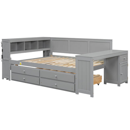 Daybed With Storage Shelves, Drawers, Trundle, Charging Station, LED Light, Desk And Cabinet - The Sleep Loft - Online Mattress Showroom NYC