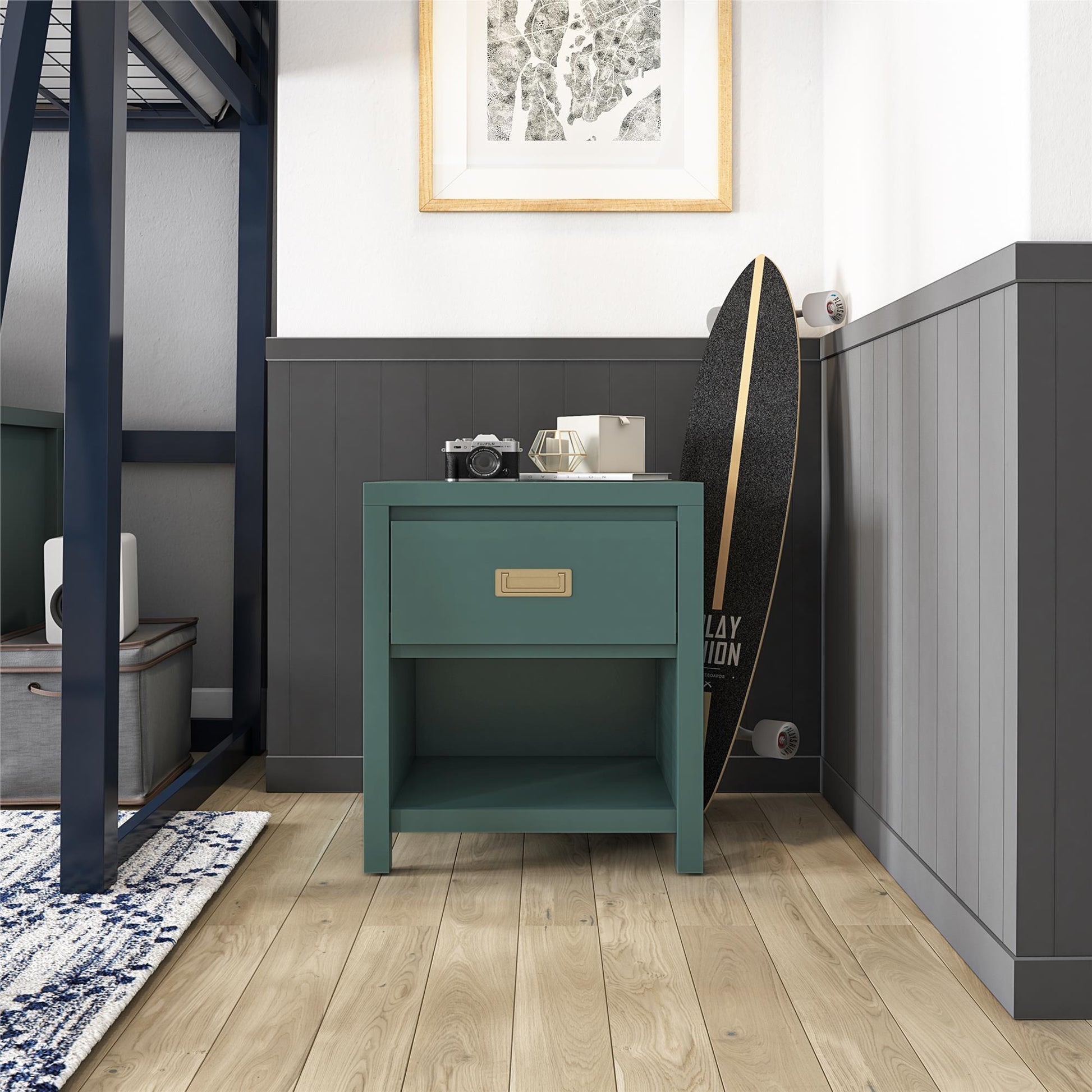 Haven - 1 Drawer Nightstand - Green - The Sleep Loft - Online Mattress Showroom NYC