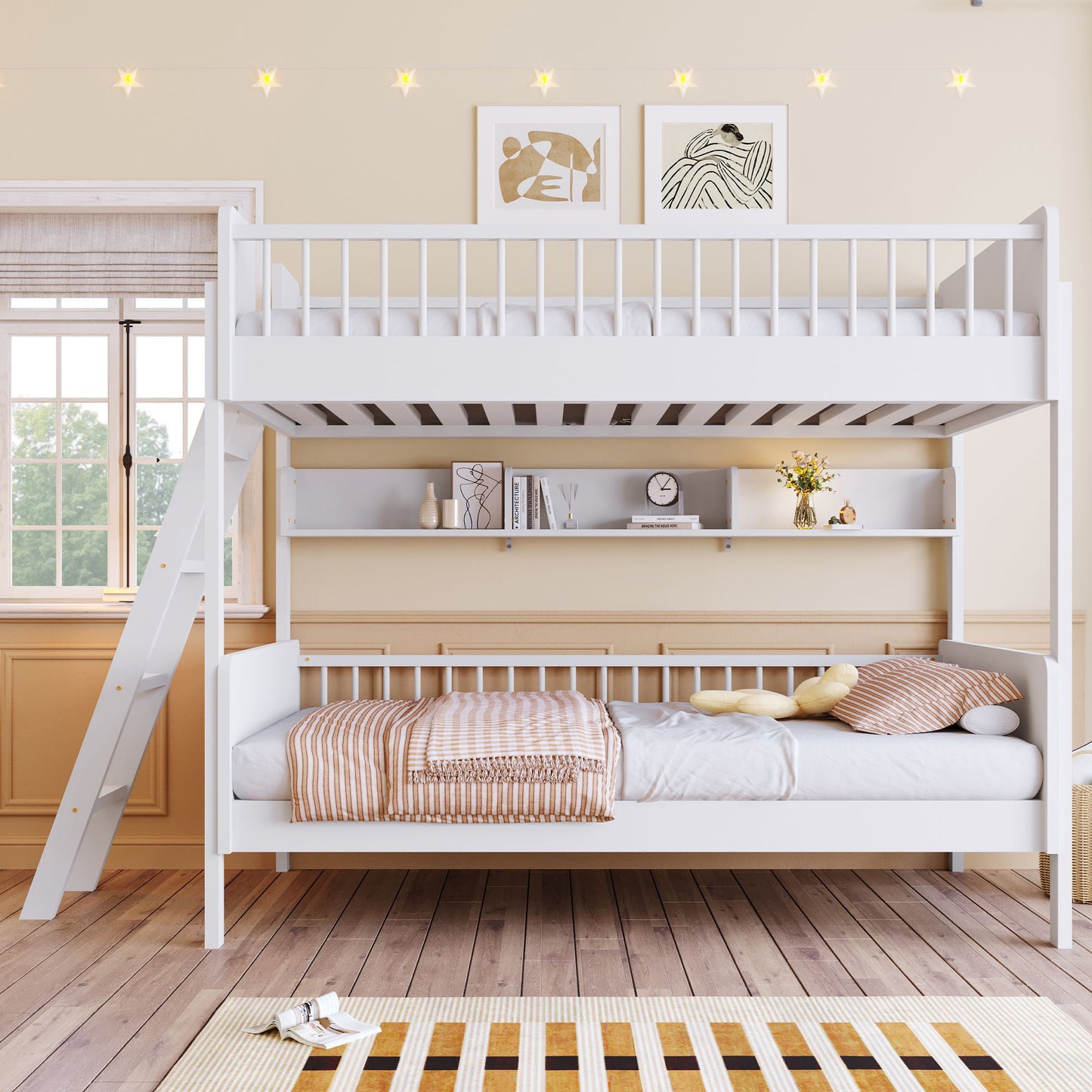 Bunk Bed With 3 Storage Shelves, Adjustable Ladder Left Or Right - The Sleep Loft - Online Mattress Showroom NYC