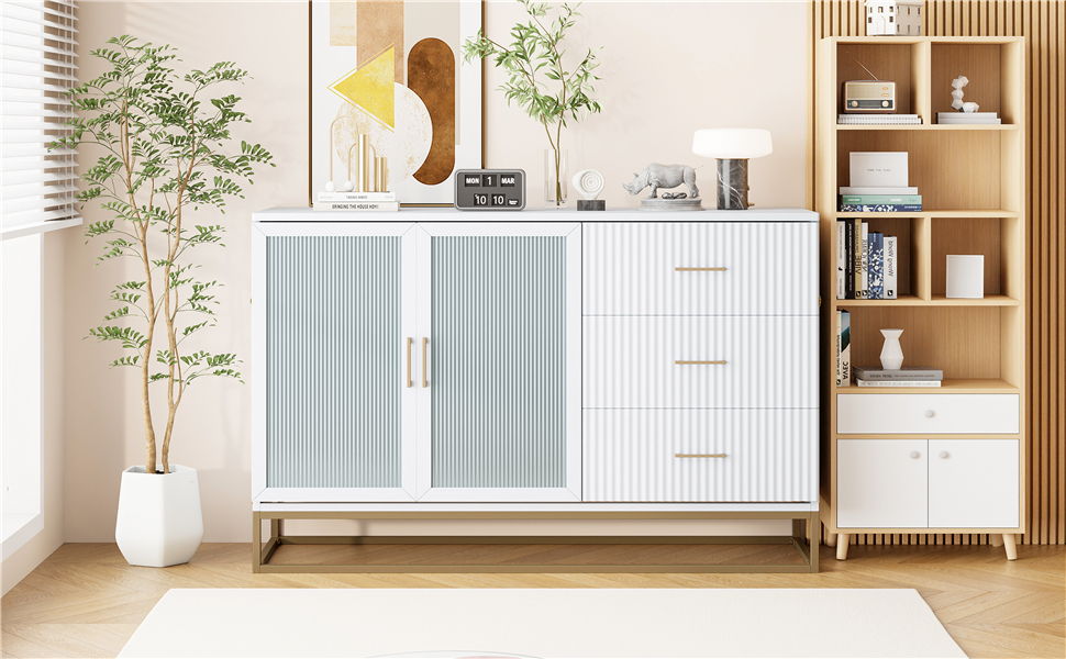 Murphy Bed With Frosted Glass Doors Design, Fake Drawers, Metal Legs - The Sleep Loft - Online Mattress Showroom NYC