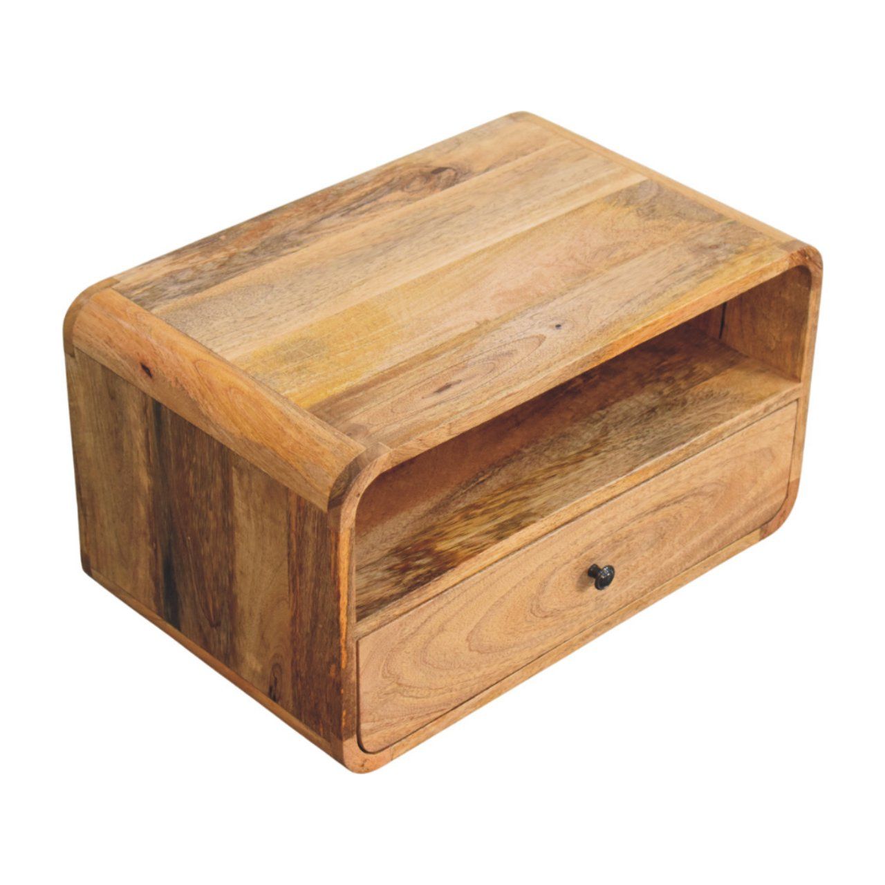 Curved Upper Slot Floating Nightstand - The Sleep Loft - Online Mattress Showroom NYC