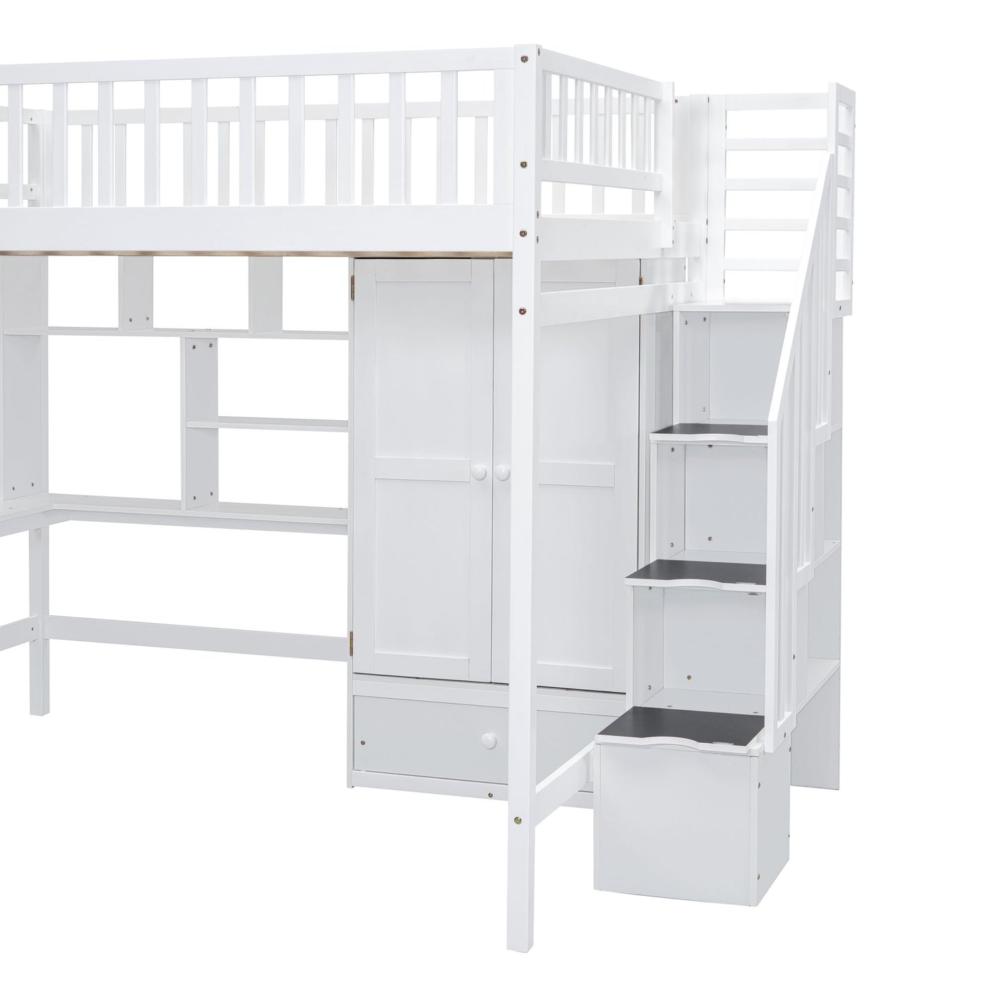 Loft Bed With Bookshelf, Drawers, Desk, And Wardrobe - The Sleep Loft - Online Mattress Showroom NYC