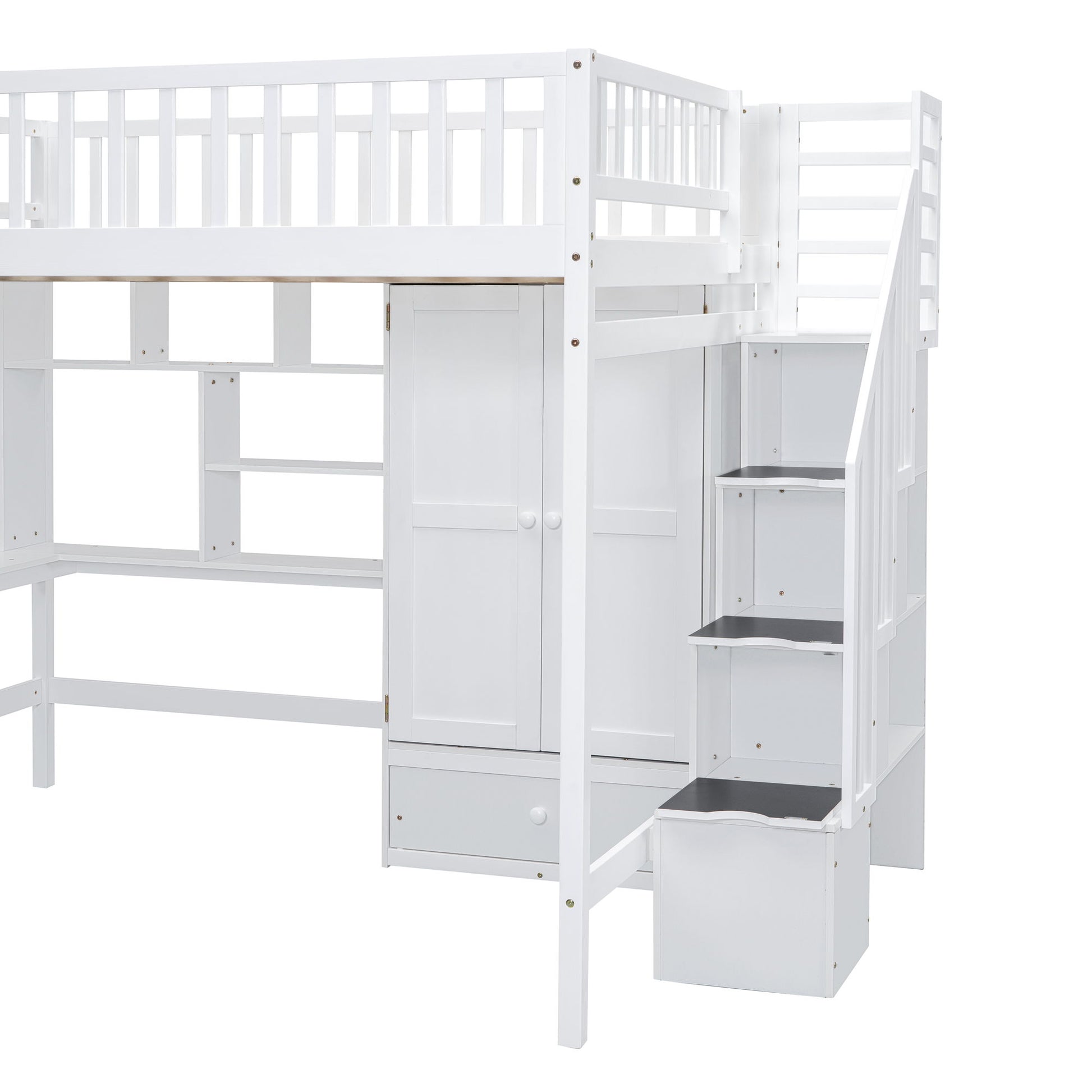 Loft Bed With Bookshelf, Drawers, Desk, And Wardrobe - The Sleep Loft - Online Mattress Showroom NYC