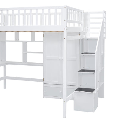 Loft Bed With Bookshelf, Drawers, Desk, And Wardrobe - The Sleep Loft - Online Mattress Showroom NYC