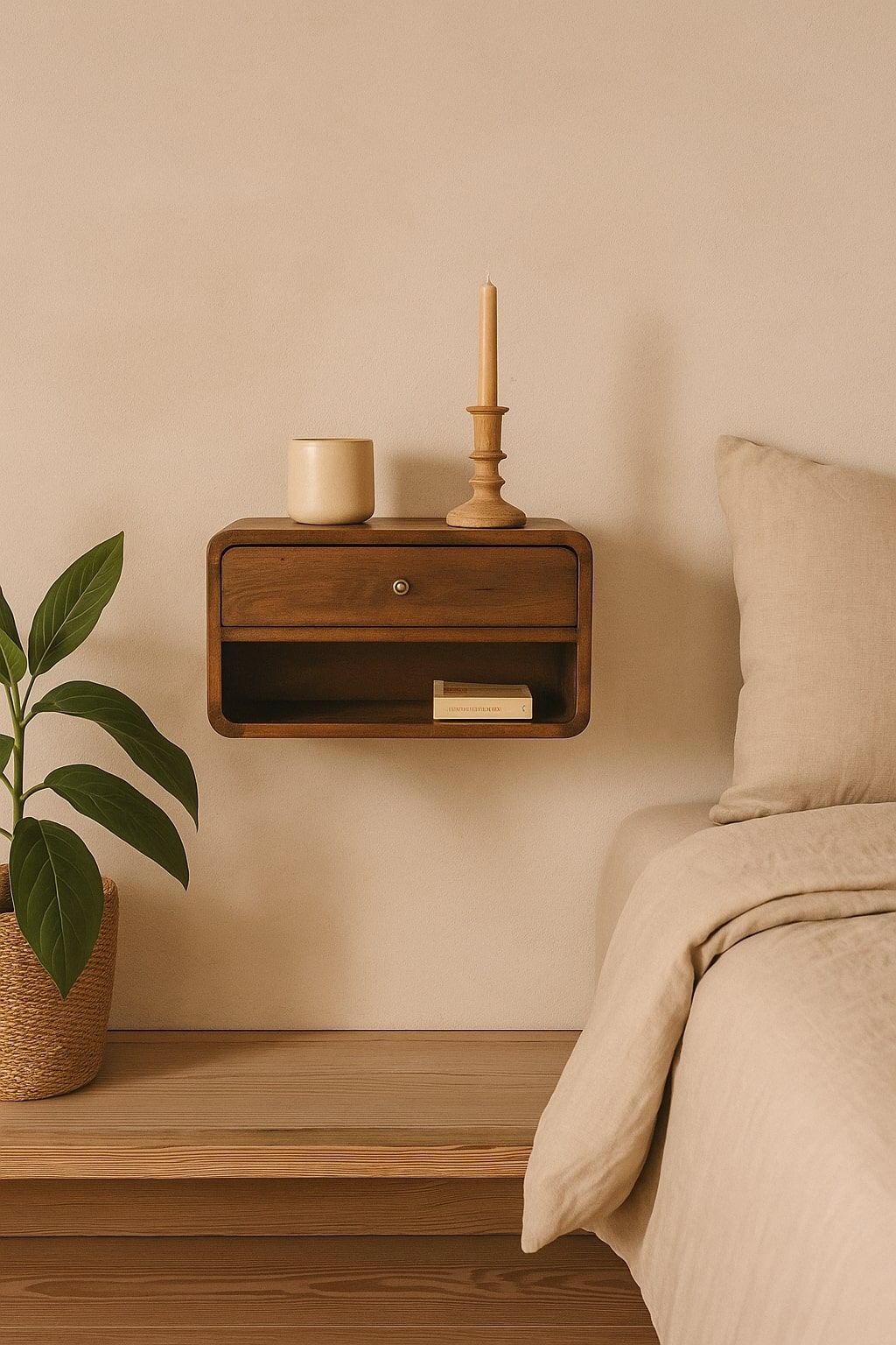Curve Upper Slot Floating Nightstand - The Sleep Loft - Online Mattress Showroom NYC
