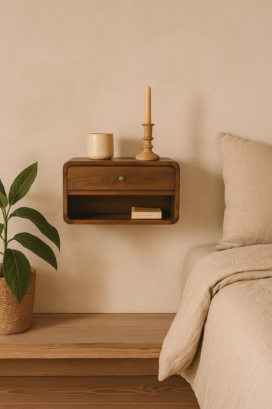 Curve Upper Slot Floating Nightstand - The Sleep Loft - Online Mattress Showroom NYC