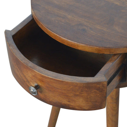 Nordic Chestnut Circular Nightstand - The Sleep Loft - Online Mattress Showroom NYC