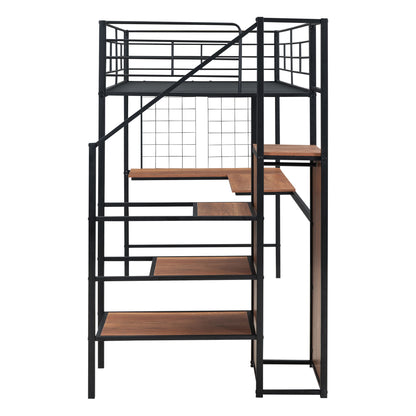 Loft Bed With Desk And Grid, Stylish Frame With Lateral Storage Ladder And Wardrobe - The Sleep Loft - Online Mattress Showroom NYC