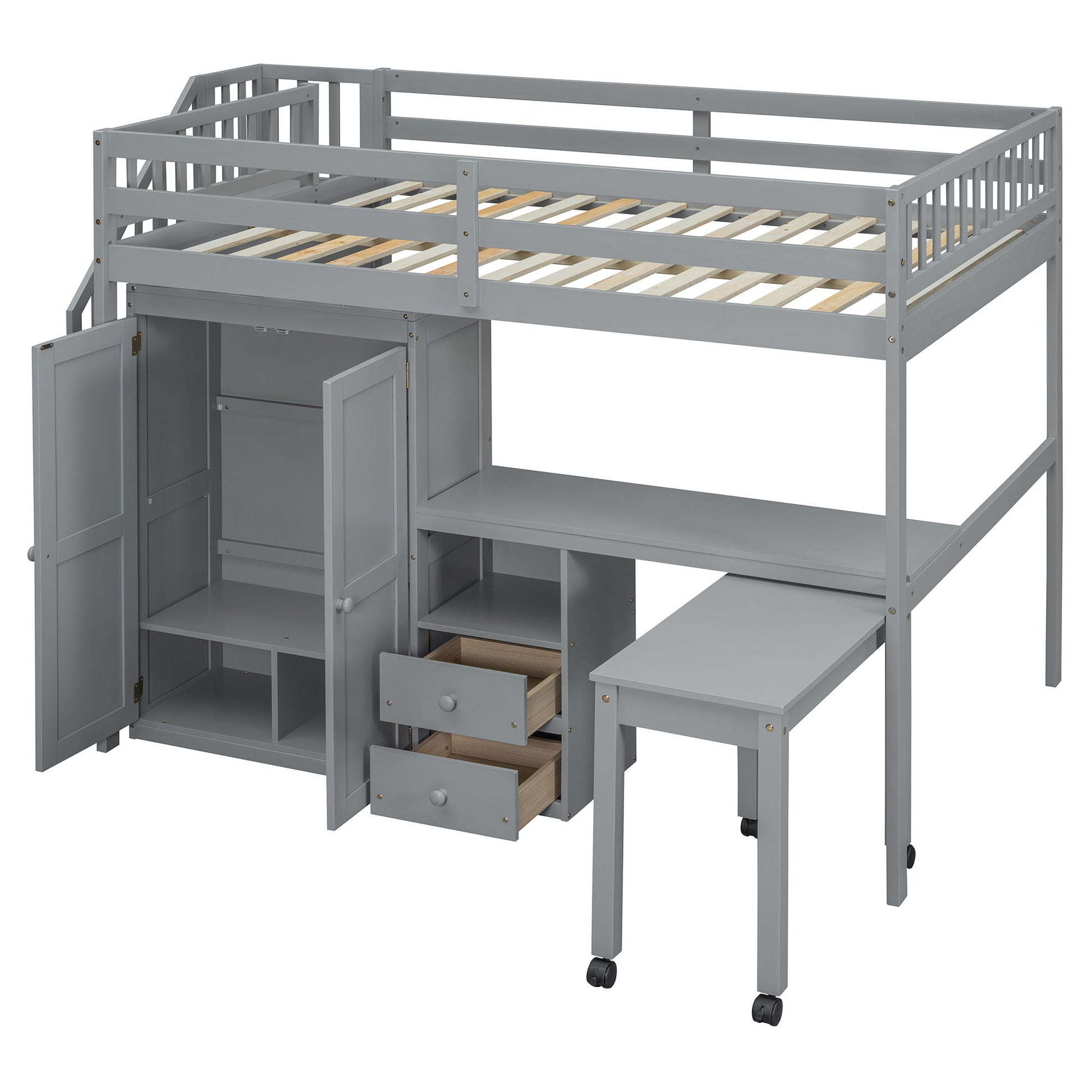 Loft Bed With Stairs, Bookshelf, Drawers, Desk & Wardrobe, Space Saving Multifunctional Furniture - The Sleep Loft - Online Mattress Showroom NYC