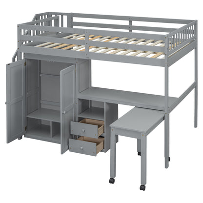 Loft Bed With Stairs, Bookshelf, Drawers, Desk & Wardrobe, Space Saving Multifunctional Furniture - The Sleep Loft - Online Mattress Showroom NYC