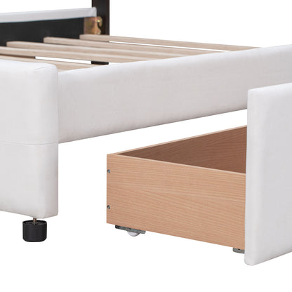 Upholstered Platform Bed With Classic Headboard And Drawers, No Box Spring Needed - The Sleep Loft - Online Mattress Showroom NYC