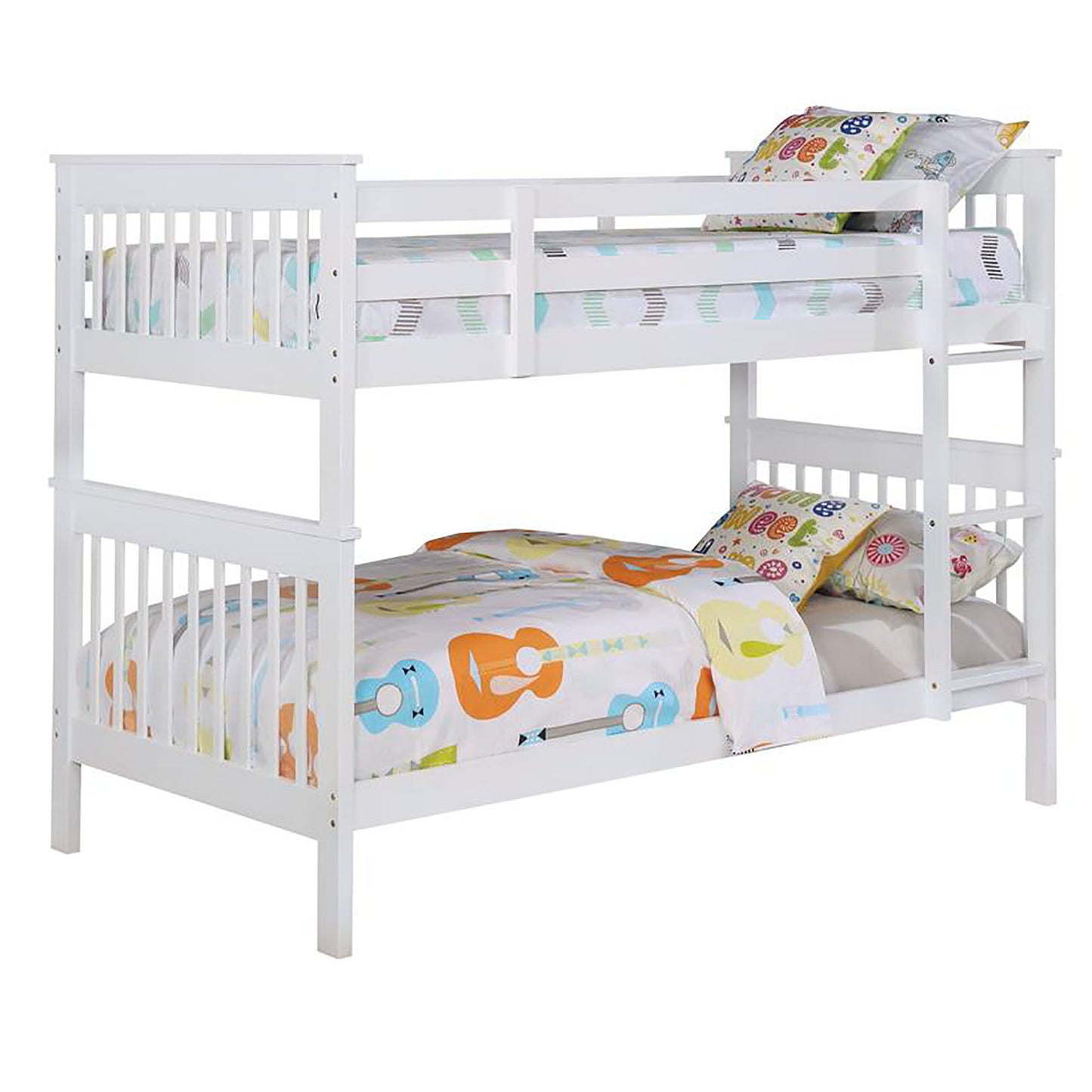Slatted - Headboard Twin / Twin Bunk Bed With Built In Ladder Design - White - The Sleep Loft - Online Mattress Showroom NYC