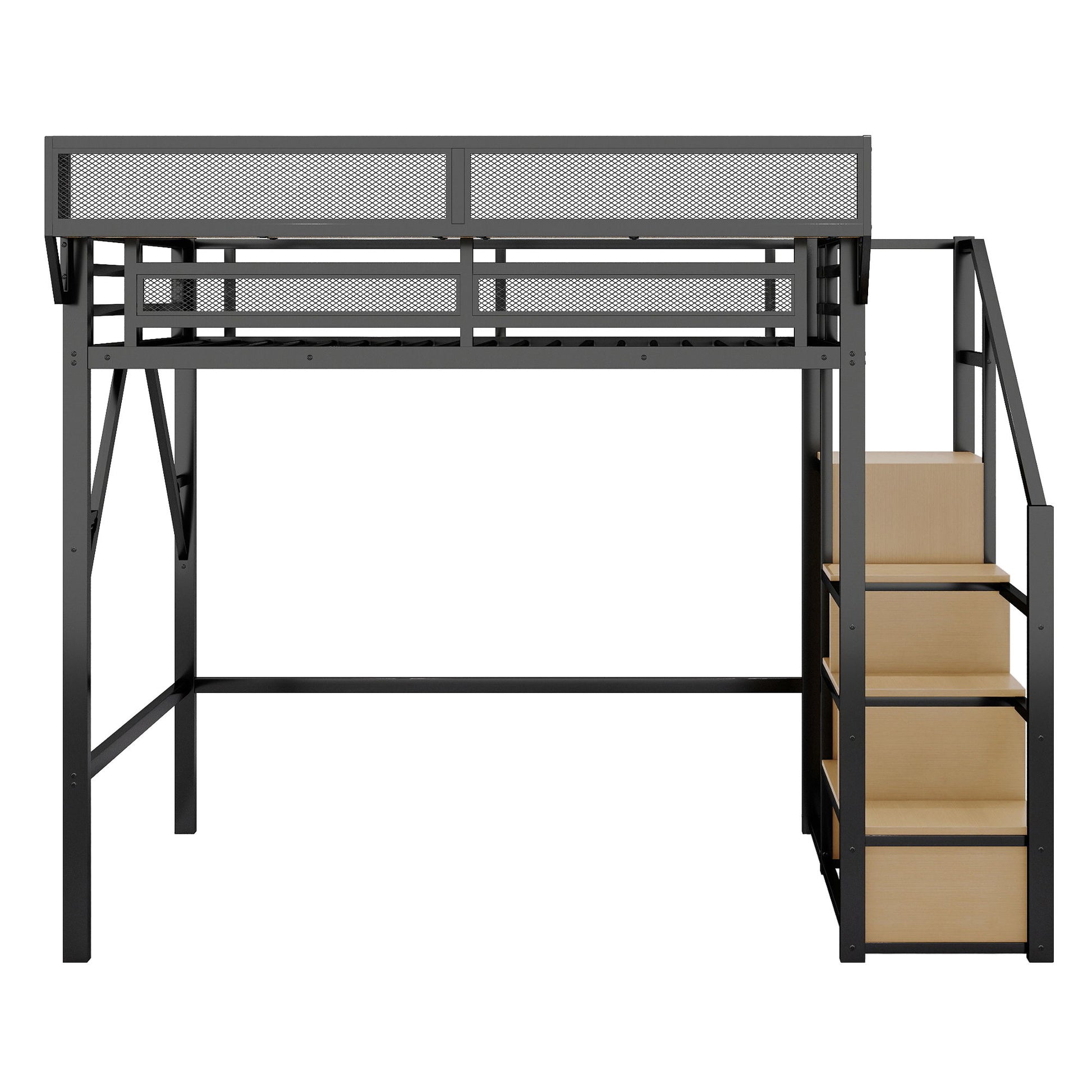 Loft Bed With Stairs, Storage Shelves, Wardrobe - The Sleep Loft - Online Mattress Showroom NYC