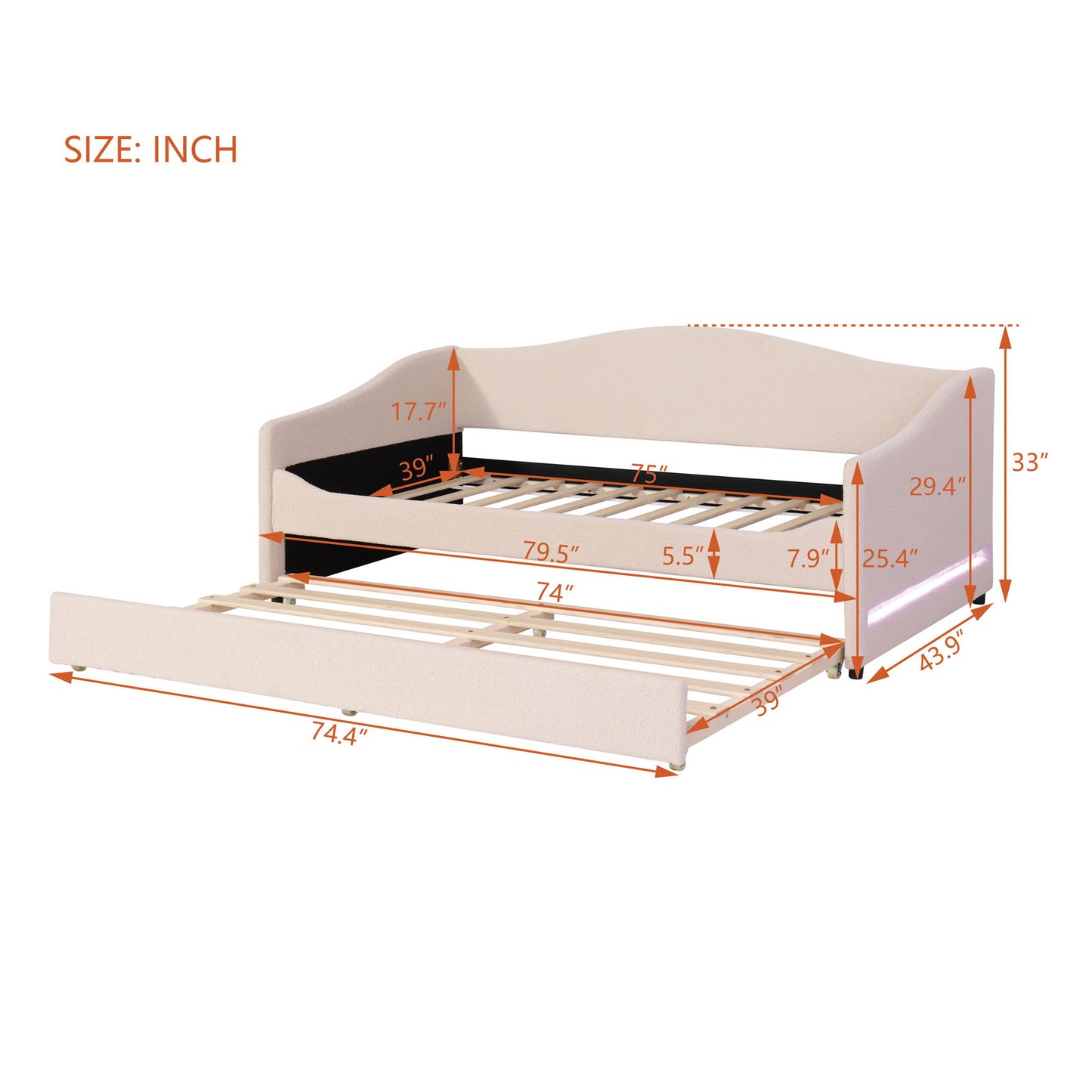 Design Upholstered Daybed With Light And Trundle - The Sleep Loft - Online Mattress Showroom NYC