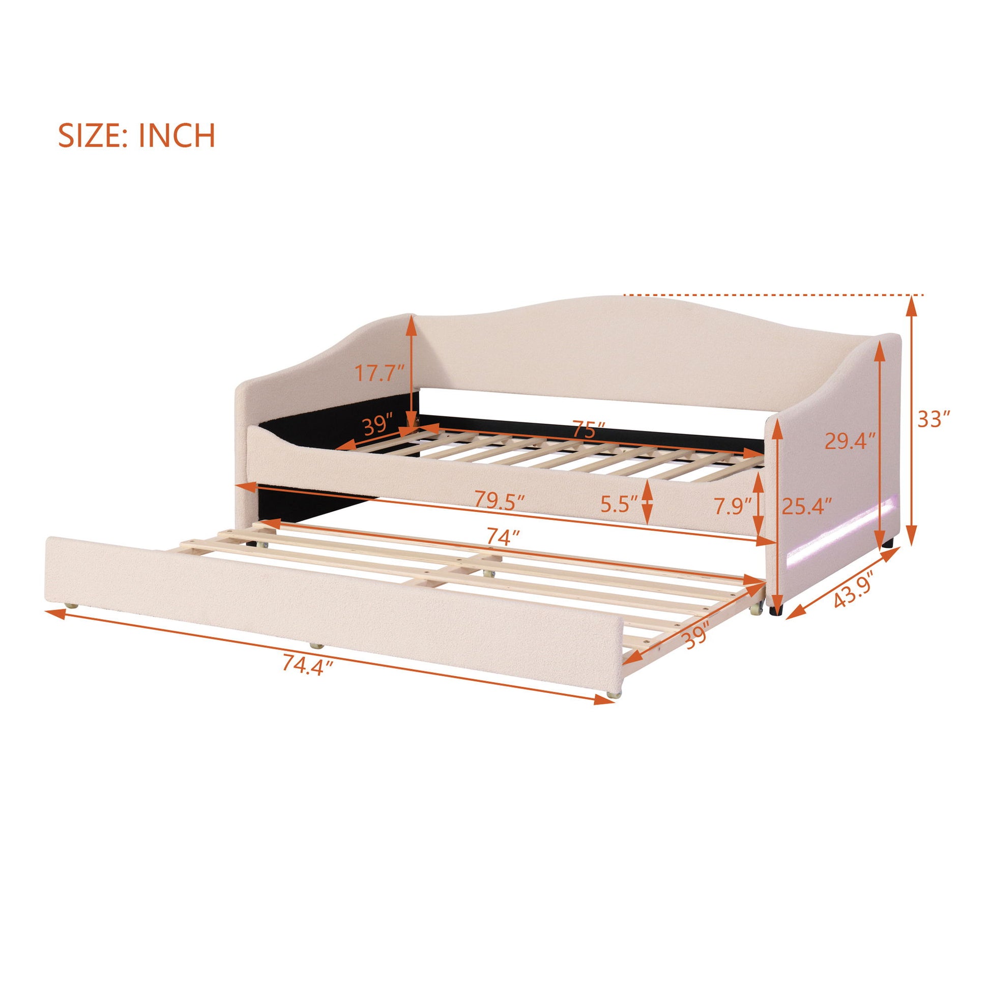 Design Upholstered Daybed With Light And Trundle - The Sleep Loft - Online Mattress Showroom NYC