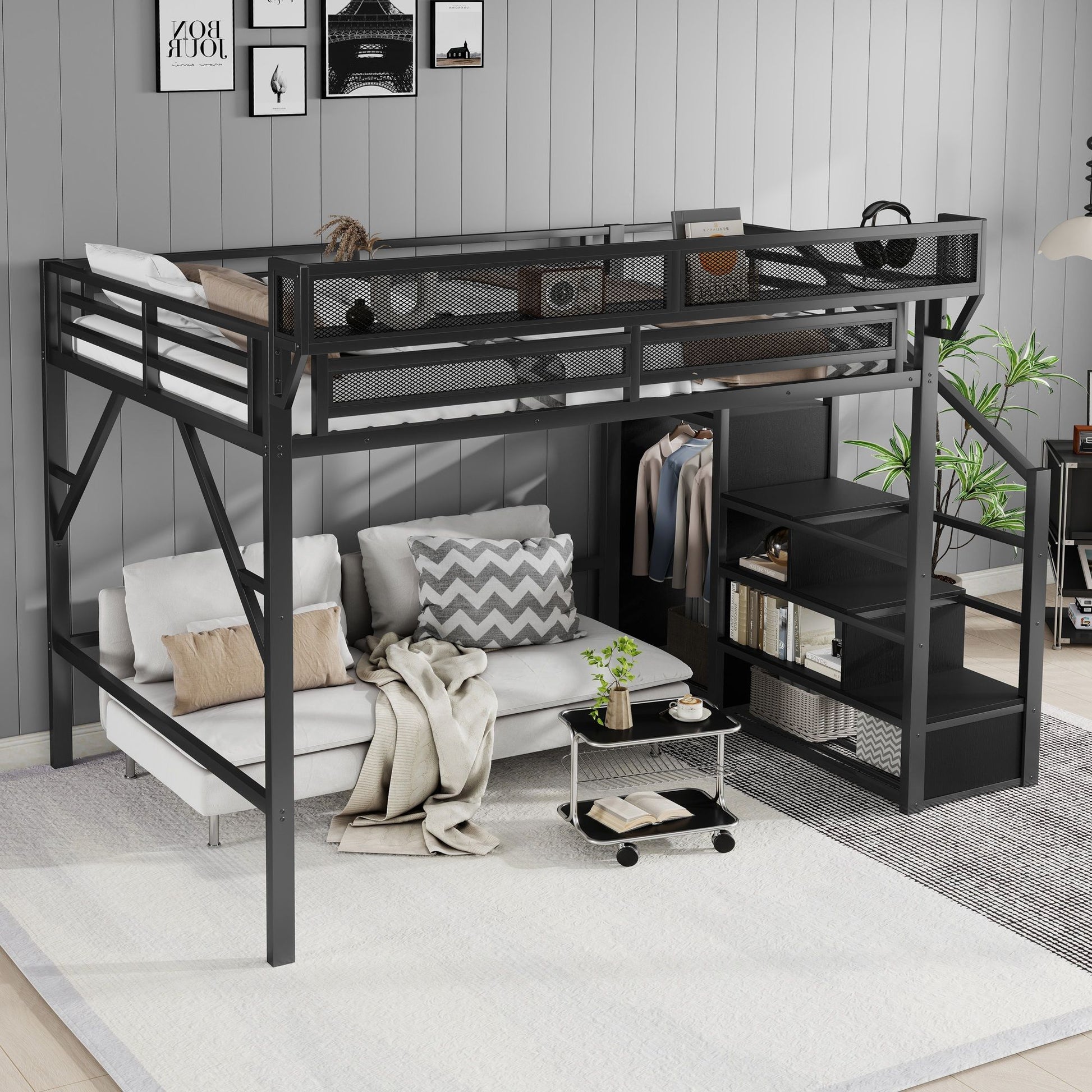 Loft Bed With Storage Shelves, Wardrobe - The Sleep Loft - Online Mattress Showroom NYC