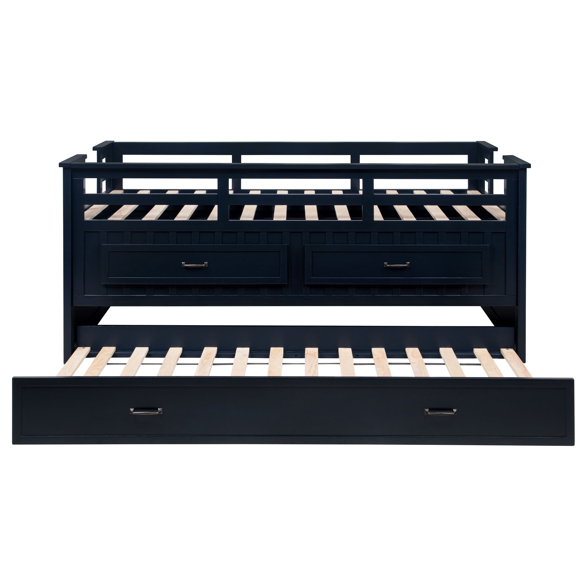 Carlsbad Wood Twin Captains Bed With Trundle Navy Blue