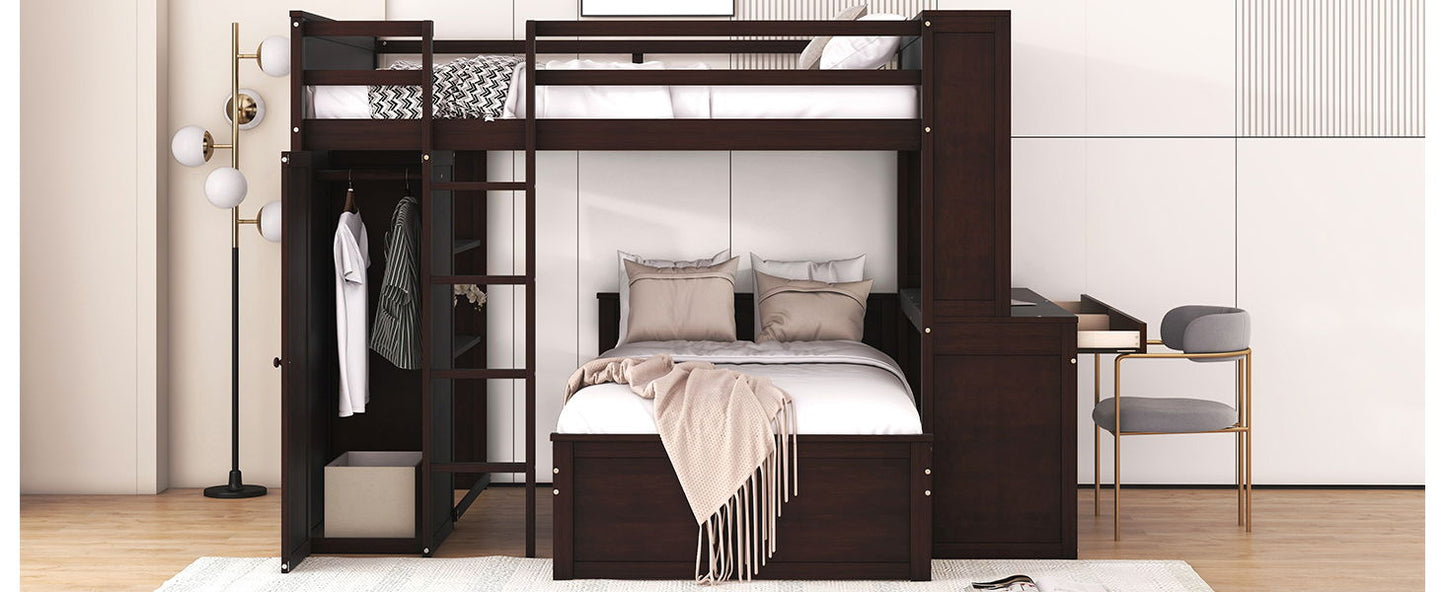 Loft Bed With A Twin Size Standalone Bed, Shelves, Desk, And Wardrobe - The Sleep Loft - Online Mattress Showroom NYC
