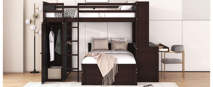 Loft Bed With A Twin Size Standalone Bed, Shelves, Desk, And Wardrobe - The Sleep Loft - Online Mattress Showroom NYC