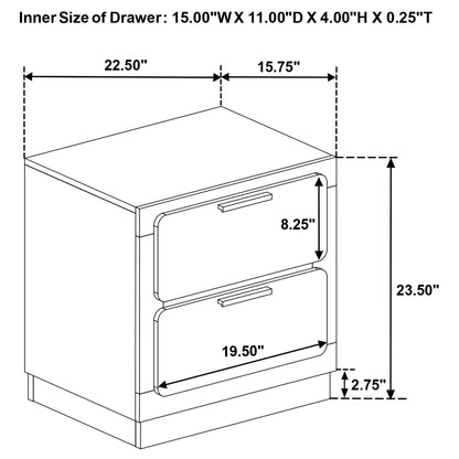 Sophia - 2 Drawer Nightstand - The Sleep Loft - Online Mattress Showroom NYC