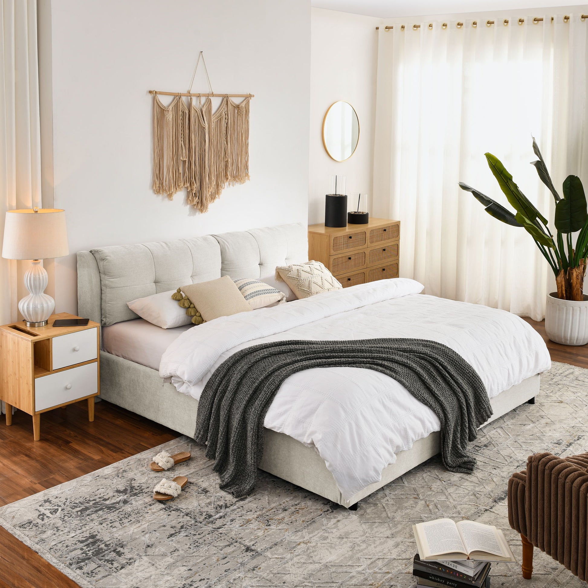 Storage Upholstered Hydraulic Platform Bed With Integrated Headboard - The Sleep Loft - Online Mattress Showroom NYC