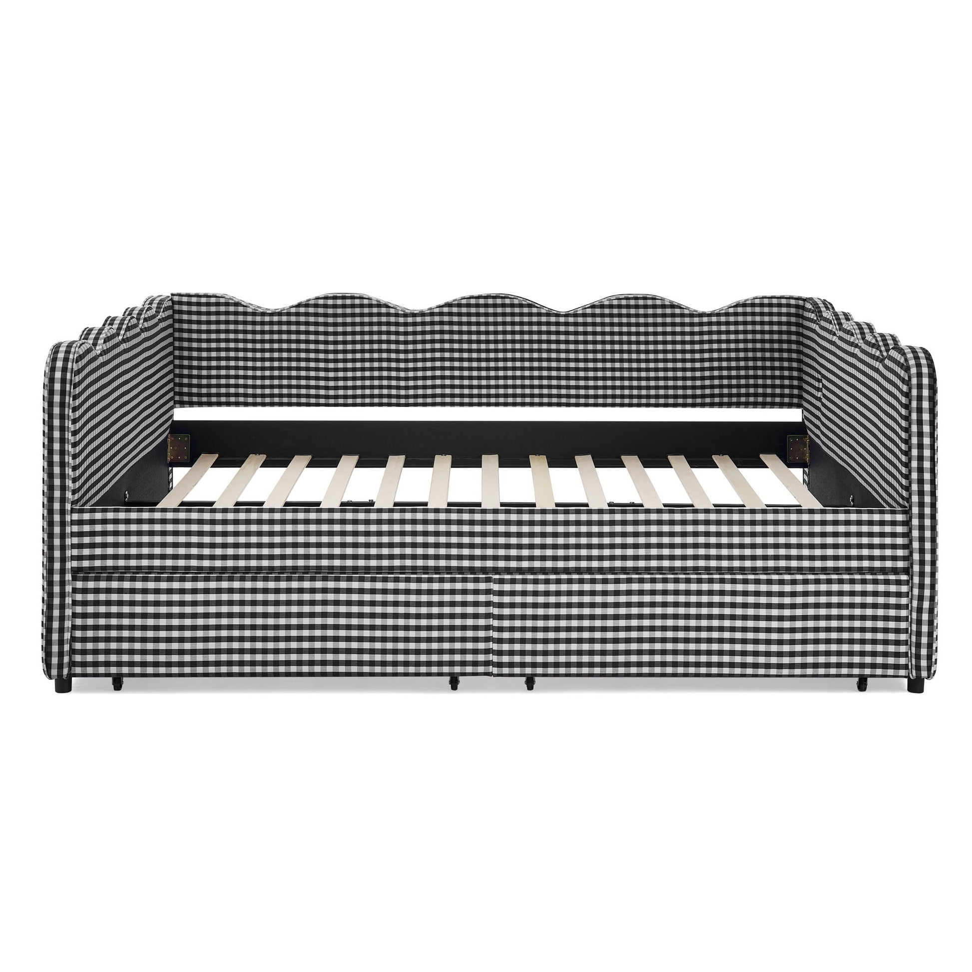 Gingham Daybed With USB Charging Port, Wave-Shaped Design - The Sleep Loft - Online Mattress Showroom NYC