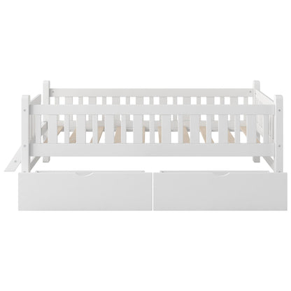 Platform Bed With Guardrail And 2 Drawers - The Sleep Loft - Online Mattress Showroom NYC