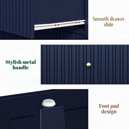 Fluted 3 Drawer Nightstand With Soft Close Slides