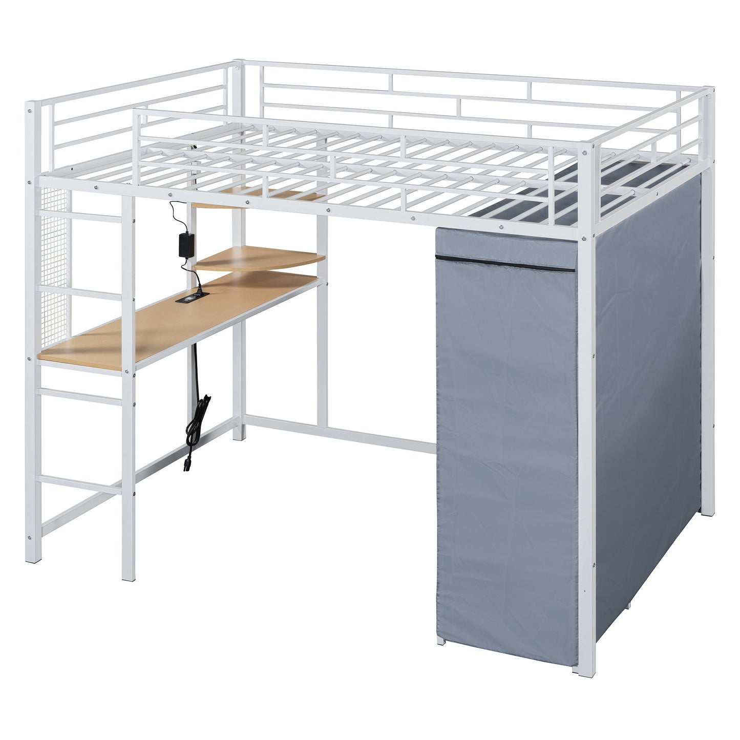 Loft Bed With Desk, Shelves, Power Outlet, LED Light And Wardrobe - The Sleep Loft - Online Mattress Showroom NYC