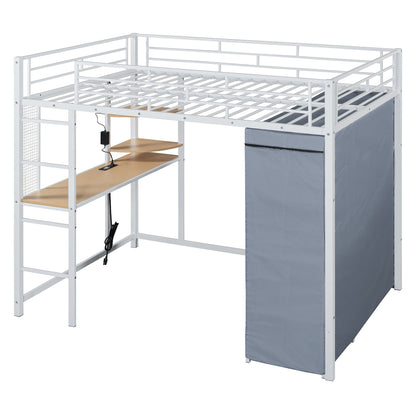 Loft Bed With Desk, Shelves, Power Outlet, LED Light And Wardrobe - The Sleep Loft - Online Mattress Showroom NYC