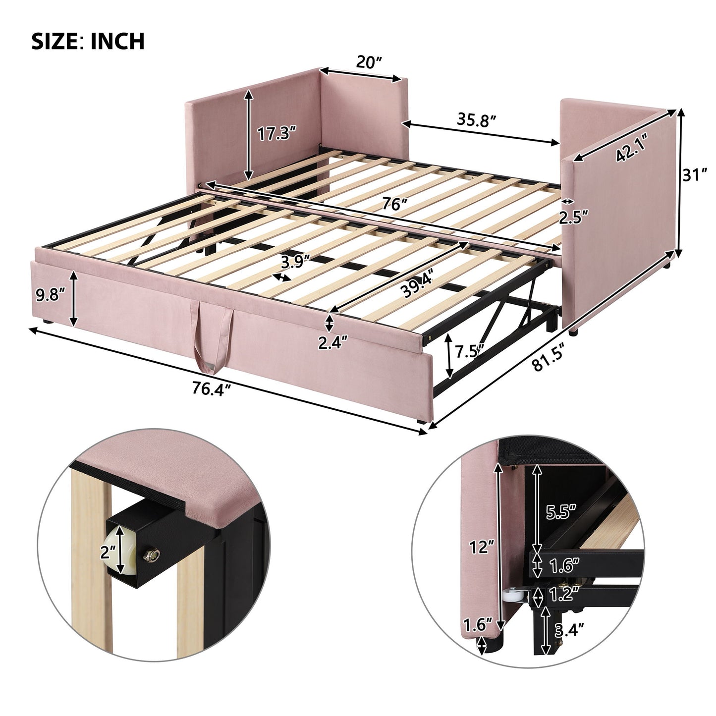 Twin Size Upholstered Daybed With Pop Up Trundle - The Sleep Loft - Online Mattress Showroom NYC