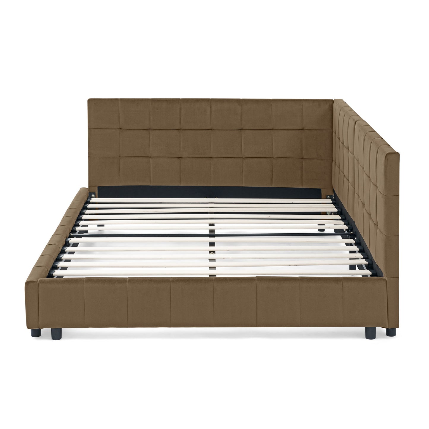 Upholstered Bed Frame With Tufted Backrest And Armrests - The Sleep Loft - Online Mattress Showroom NYC