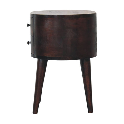 Rounded Bedside Table - Walnut - The Sleep Loft - Online Mattress Showroom NYC