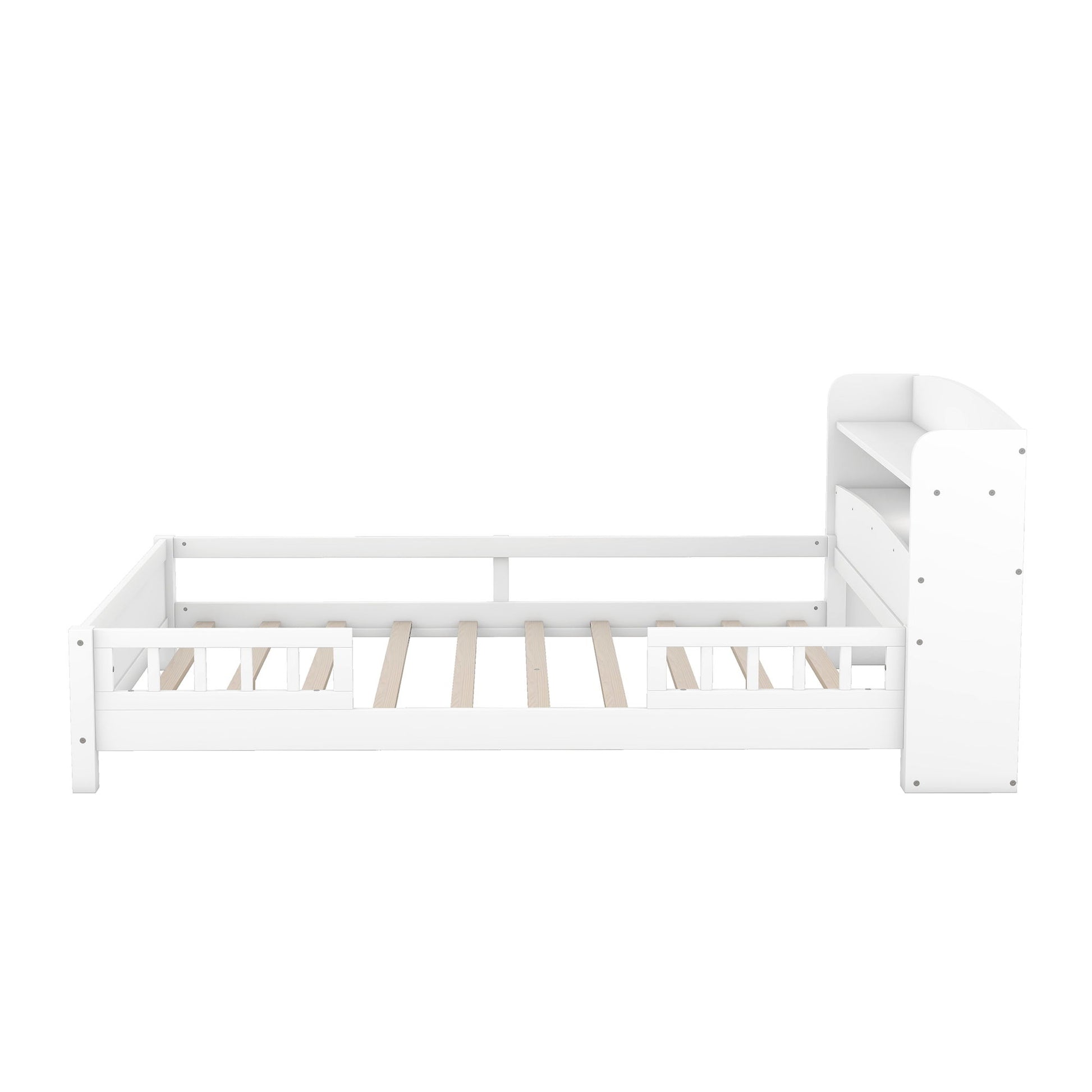 Wood Platform Bed With Built In LED Light, Storage Headboard And Guardrail - The Sleep Loft - Online Mattress Showroom NYC