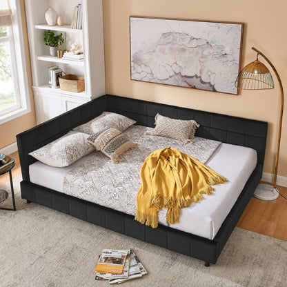 Mid-Century Storage Upholstered Tufted Bed Frame With Backrest And Armrests - The Sleep Loft - Online Mattress Showroom NYC