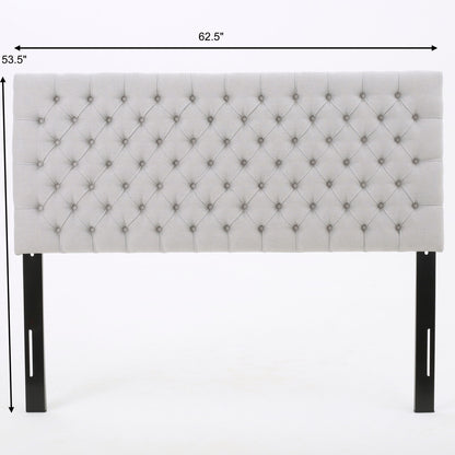 Queen Size Headboard With Button Tufting - Light Gray - The Sleep Loft - Online Mattress Showroom NYC