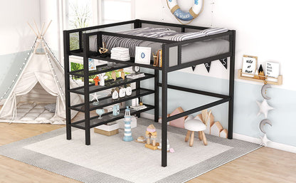 Loft Bed With 4 Tier Shelves And Storage - The Sleep Loft - Online Mattress Showroom NYC