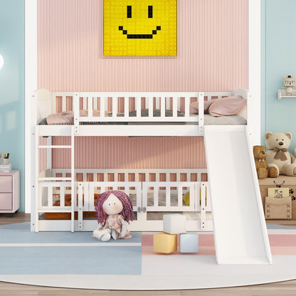 Low Bunk Bed With Slide, Fence And Ladder - The Sleep Loft - Online Mattress Showroom NYC