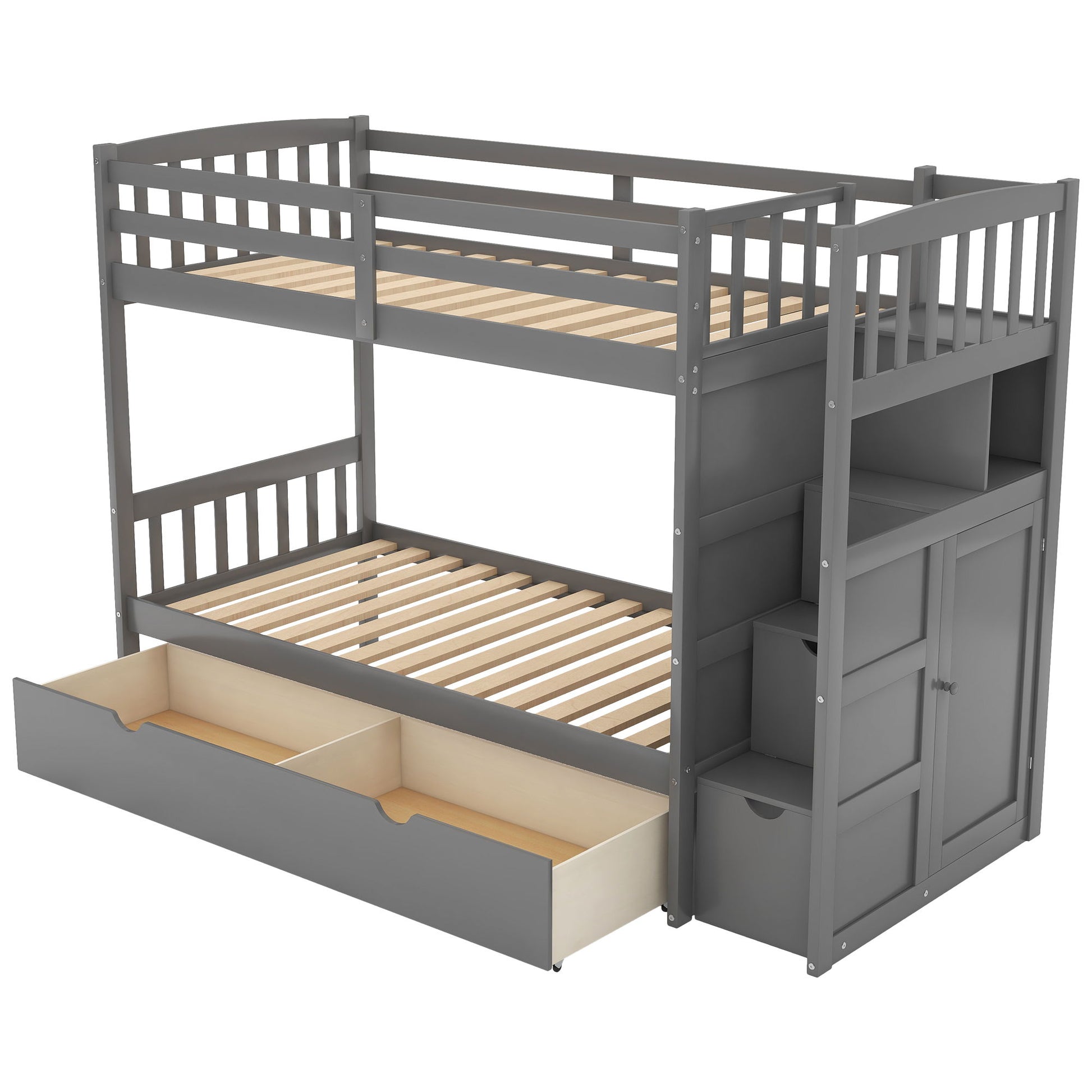 Bunk Bed, Convertible Bottom Bed, Storage Shelves And Drawers - The Sleep Loft - Online Mattress Showroom NYC