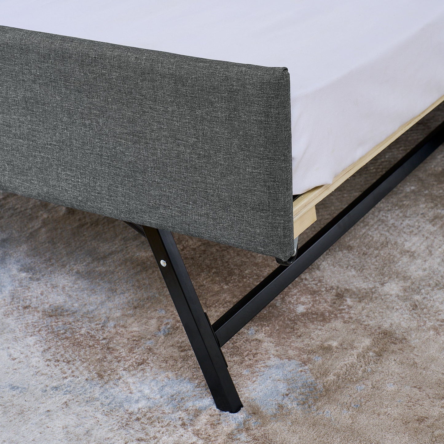 Upholstered Sofa Bed With LED Lights, Storage Headboard, Foldable Trundle & Wireless Charging - The Sleep Loft - Online Mattress Showroom NYC