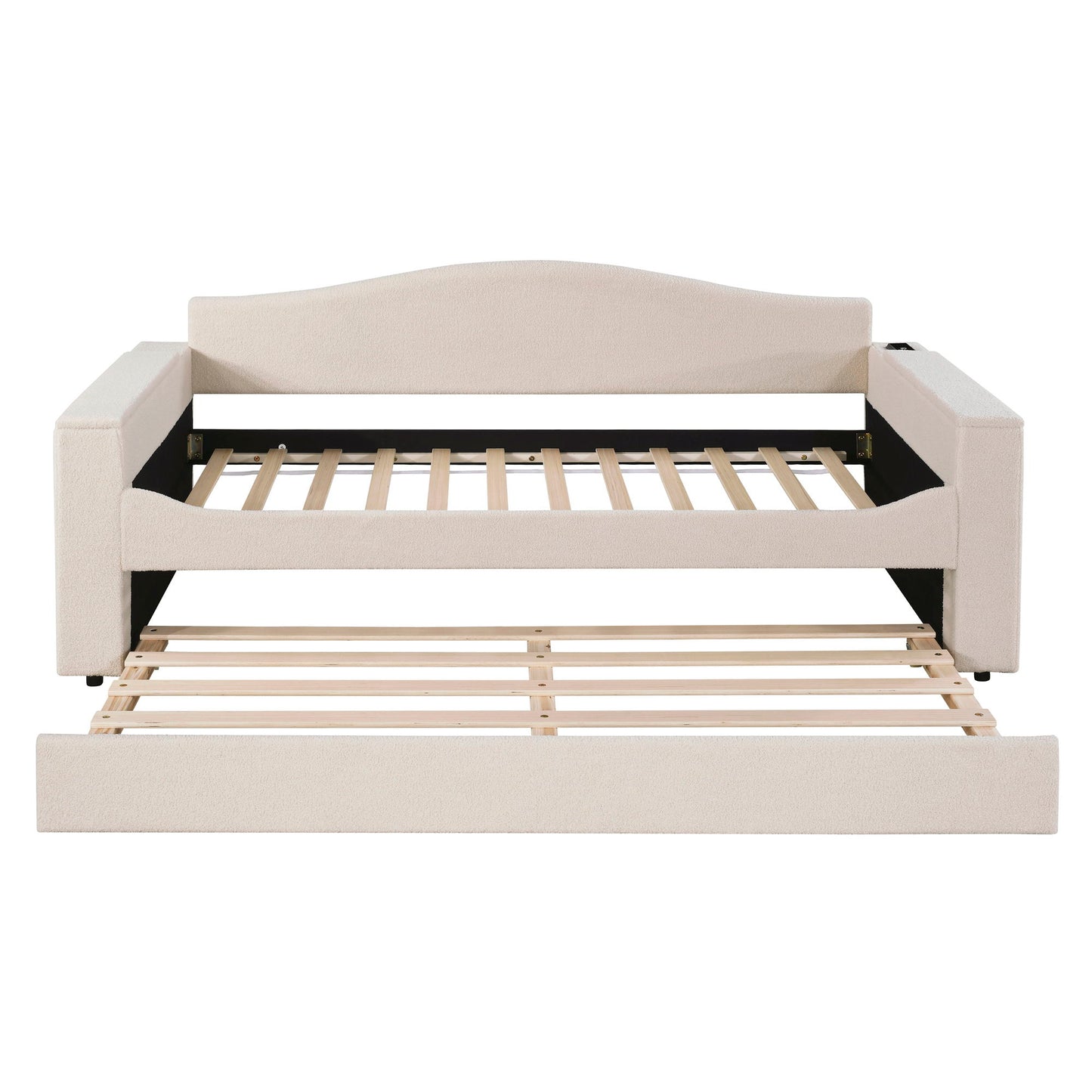 Upholstered Daybed With Storage Armrests, Trundle And Latest Integrated tooth Audio System - The Sleep Loft - Online Mattress Showroom NYC