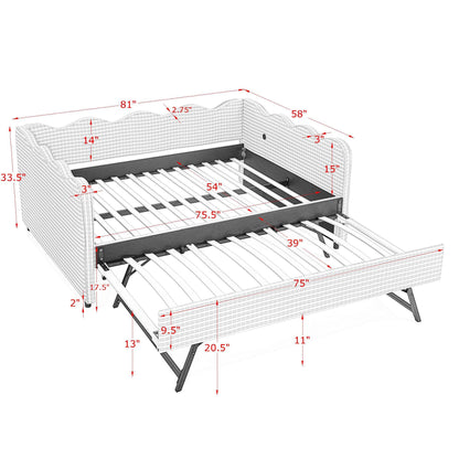 Gingham Daybed With USB Charging Port, Wave-Shaped Design - The Sleep Loft - Online Mattress Showroom NYC