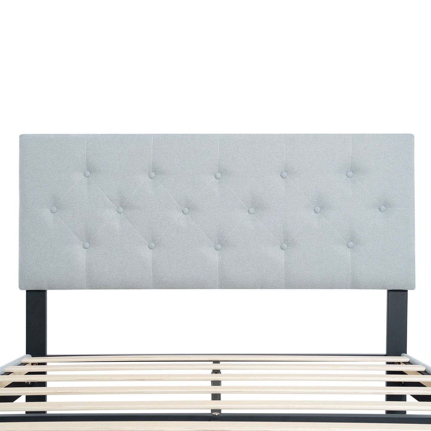 Modern Upholstered Platform Bed Frame With Button Tufted Fabric Headboard - The Sleep Loft - Online Mattress Showroom NYC
