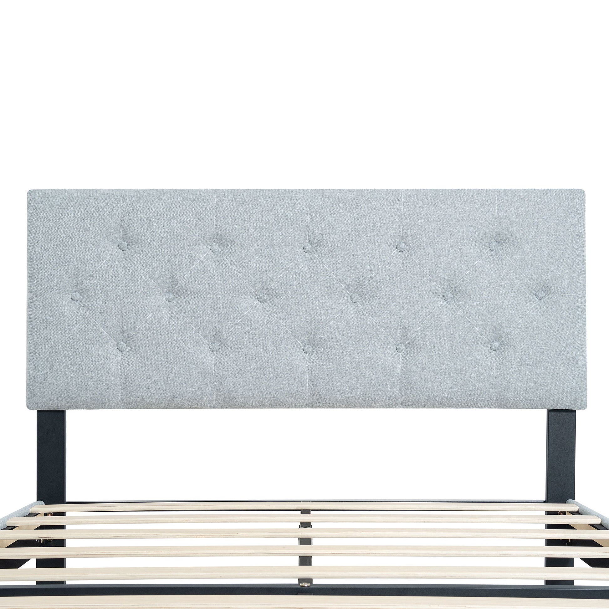 Modern Upholstered Platform Bed Frame With Button Tufted Fabric Headboard - The Sleep Loft - Online Mattress Showroom NYC