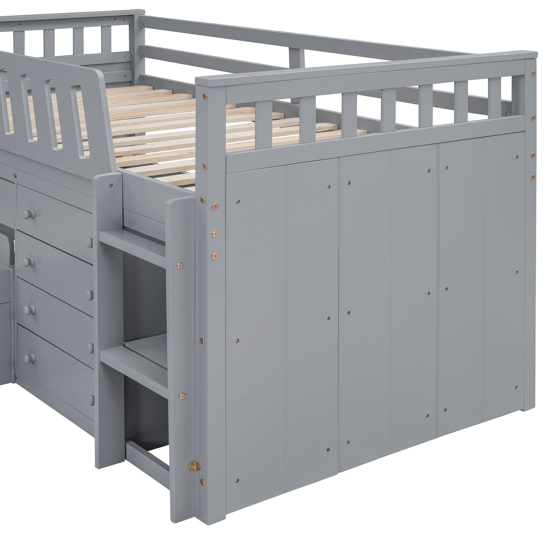 Loft Platform Bed With 7 Drawers And Full Guardrails, Modern L Shaped Space Savin - The Sleep Loft - Online Mattress Showroom NYC