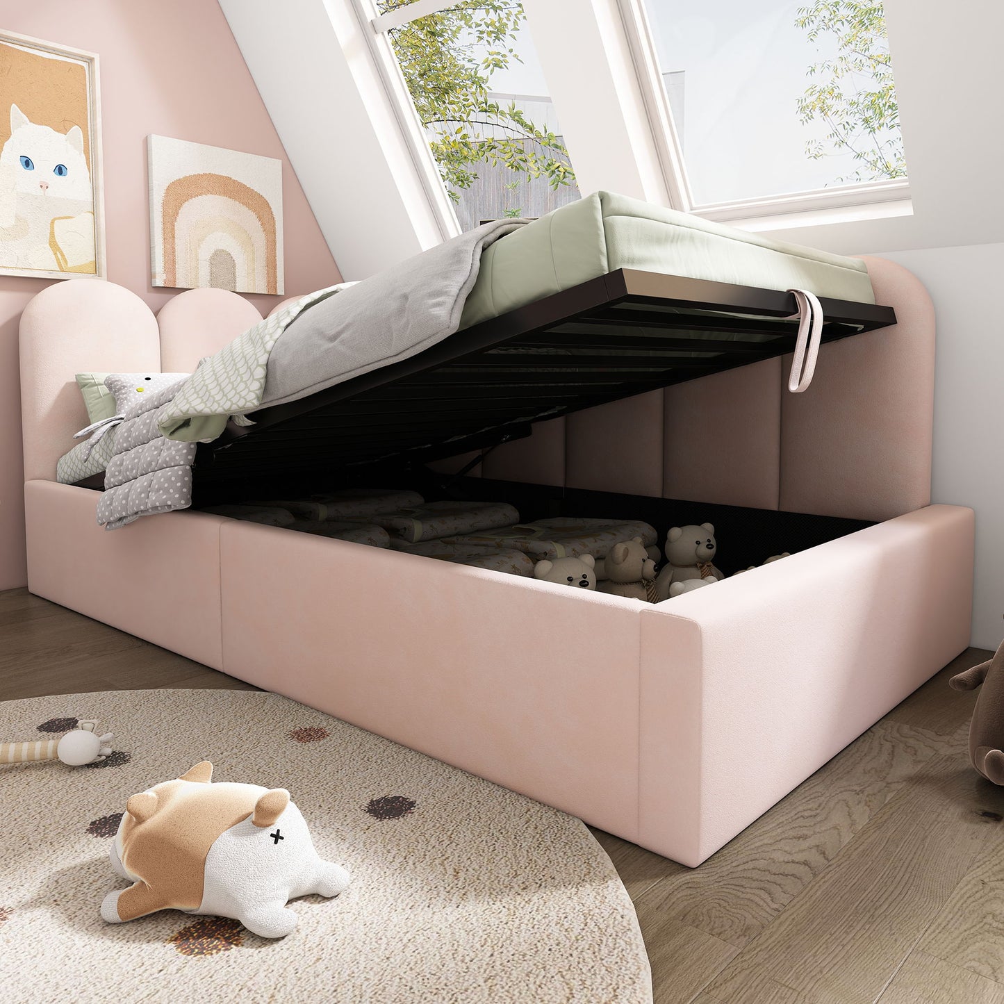 Upholstered Daybed With Metal Slatted Base - The Sleep Loft - Online Mattress Showroom NYC