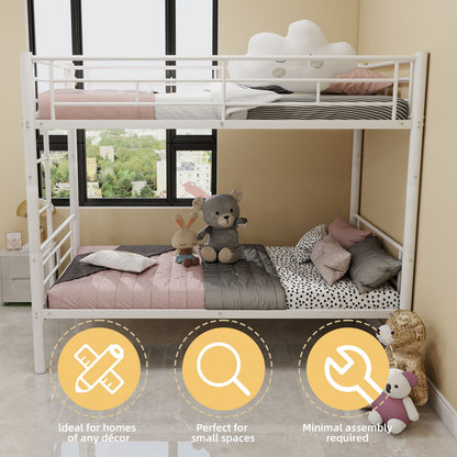Metal Bunk Bed For Kids, Convertible Bedframe With Ladders & Guardrail - The Sleep Loft - Online Mattress Showroom NYC