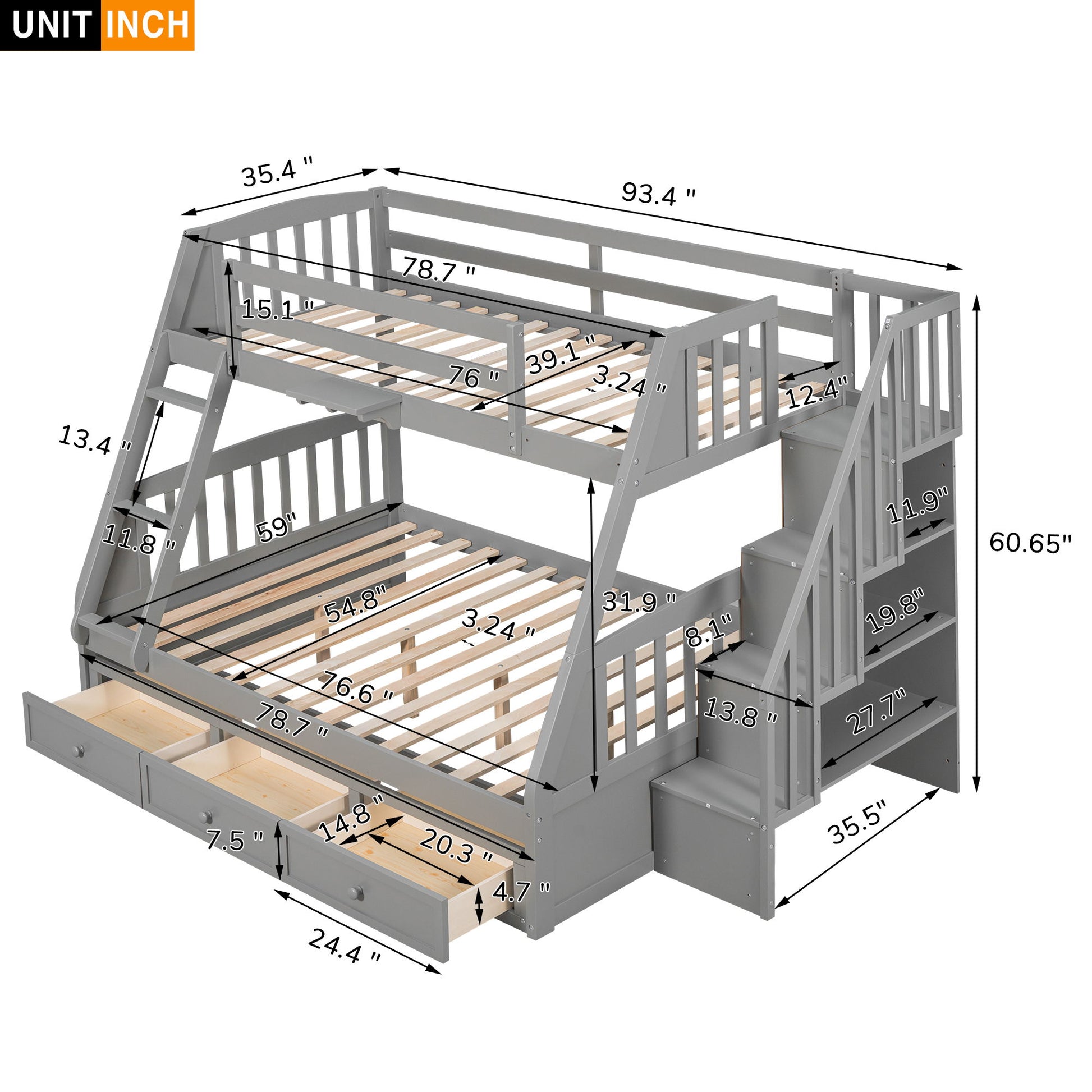 Bunk Bed With Drawers, Ladder And Storage Staircase - The Sleep Loft - Online Mattress Showroom NYC